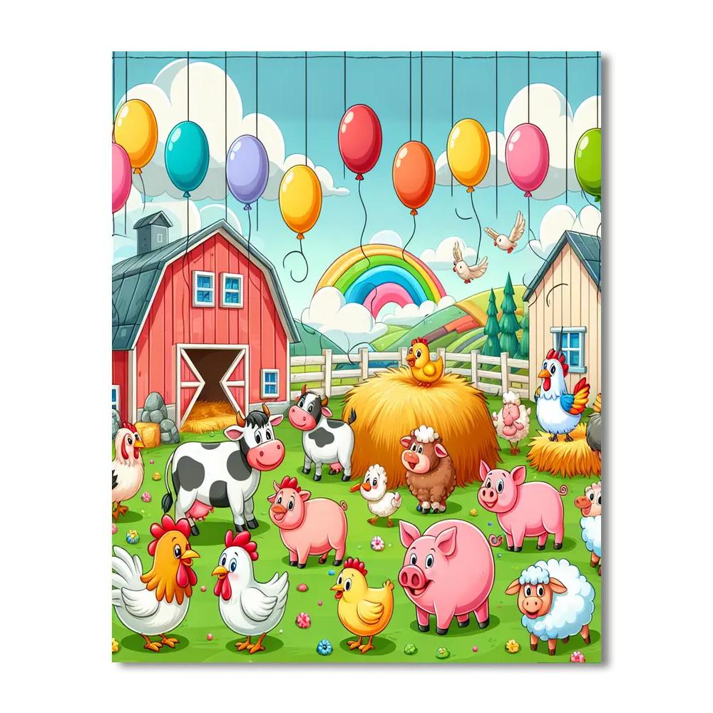 Cheery Farmyard Festival Painting Number Kit