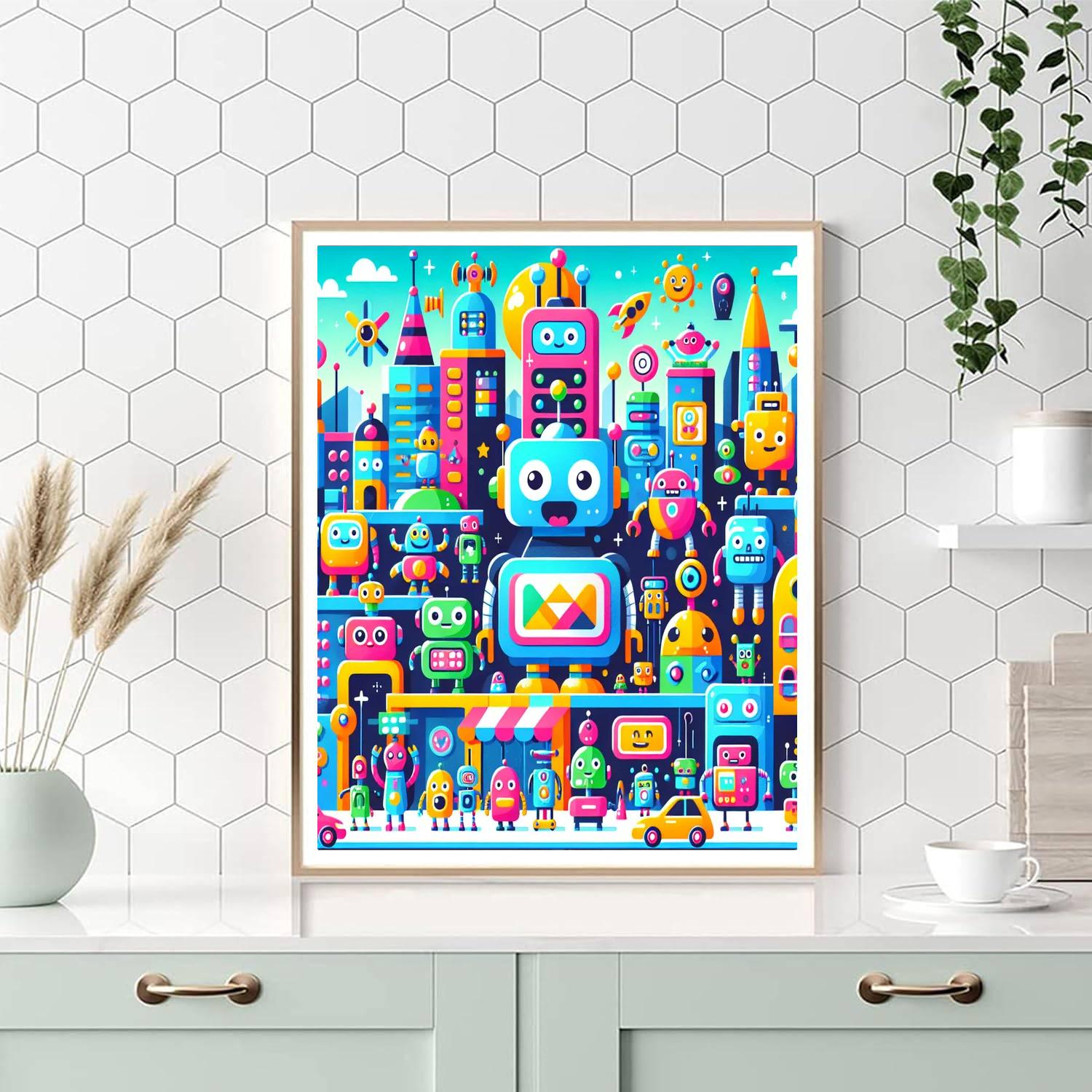 Joyful Robot Adventures Paint By Numbers