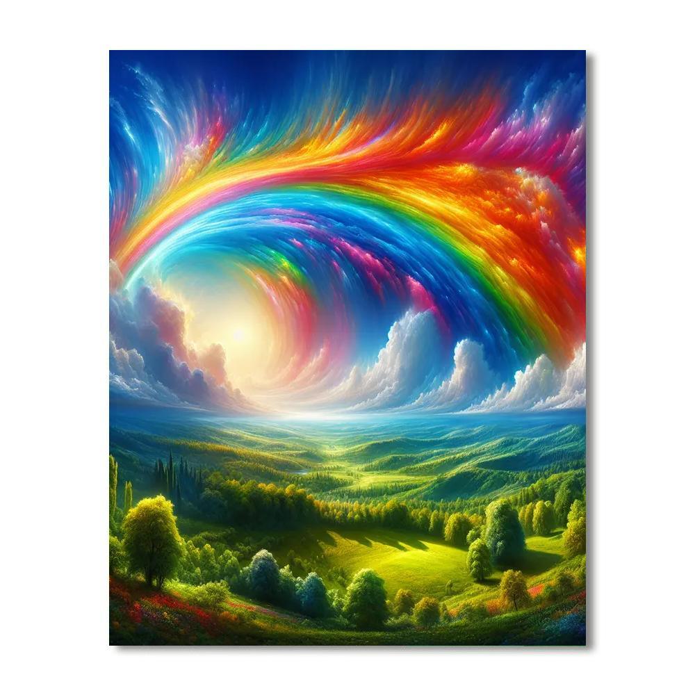 Radiant Rainbow Horizon Painting Number Kit
