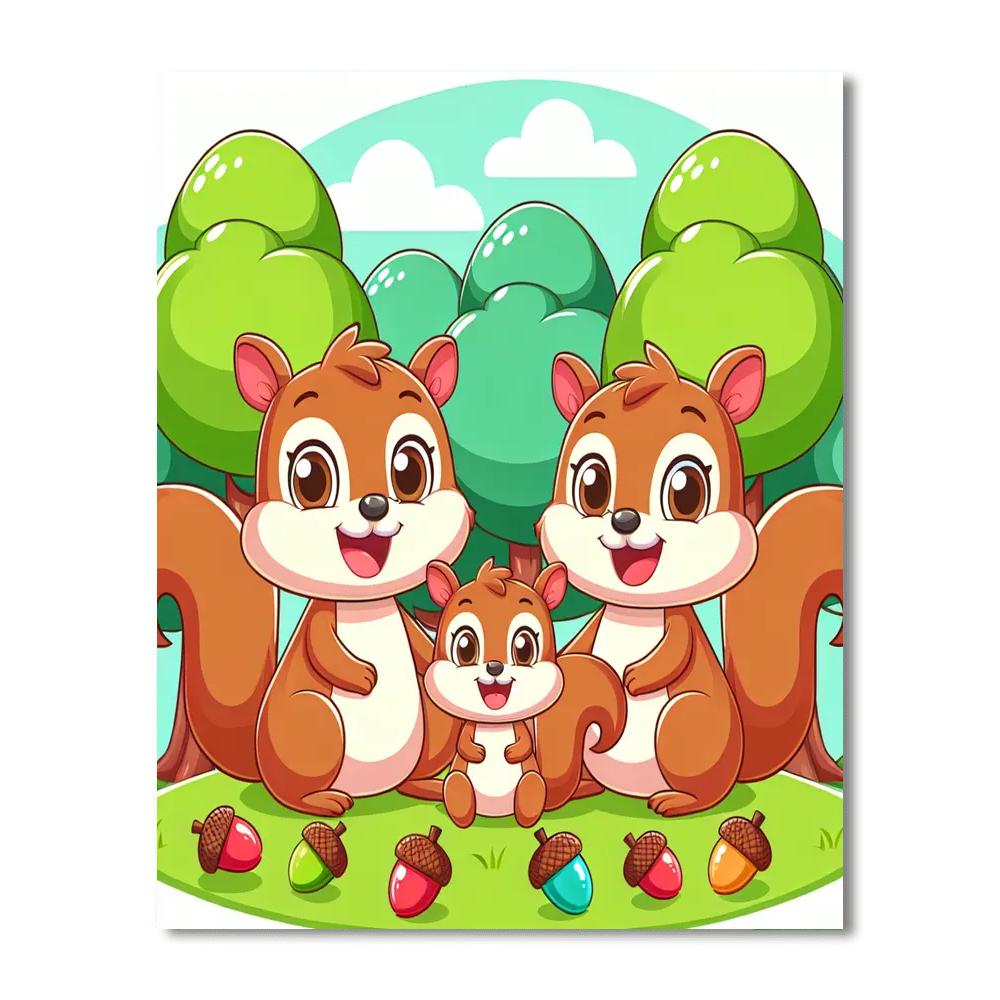 Cheerful Squirrel Family Paint By Numbers Kits