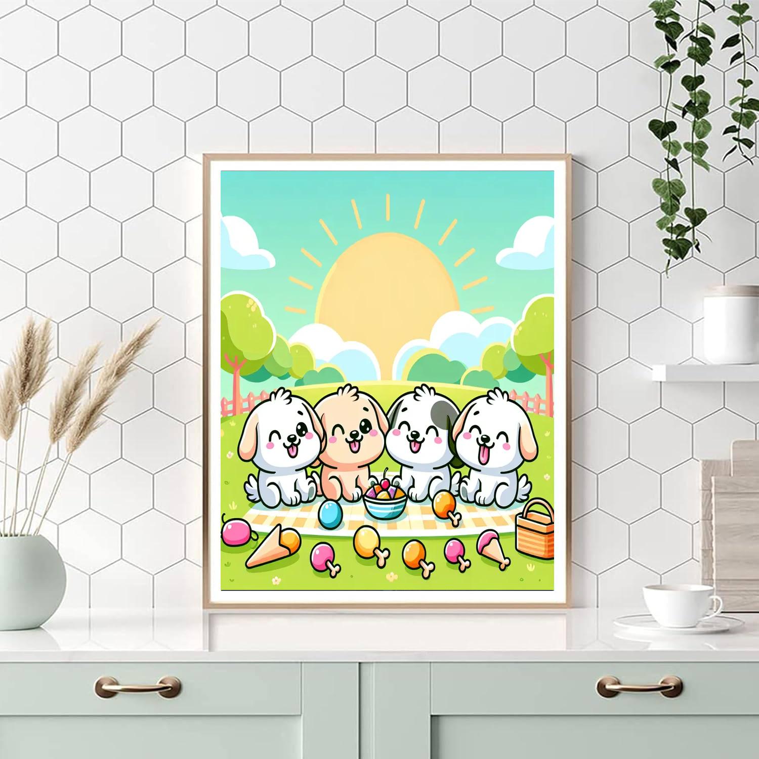 Puppy Picnic Numbered Painting Kits