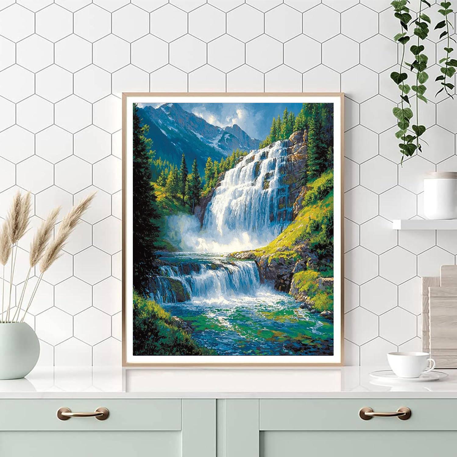 Albert Bierstadt Inspired Cascading Waterfall Symphony  Paint By Numbers