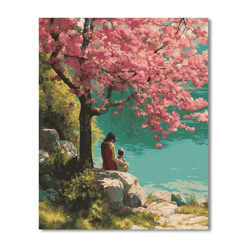 Mom And Me Under The Cherry Blossoms Paint By Numbers Kits