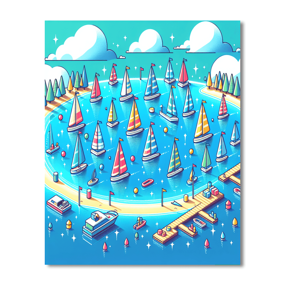 Colorful Seaside Regatta Paint By Numbers Kits