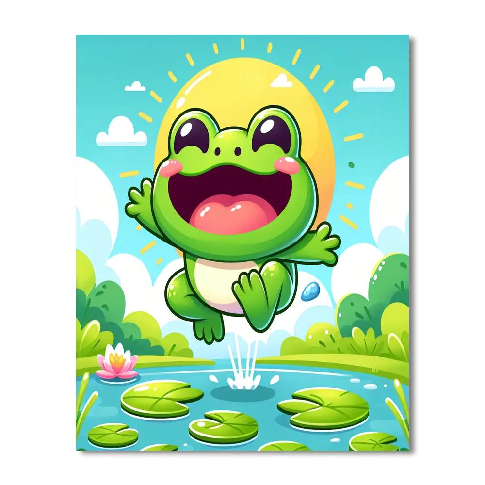 Funny Frog Jumping Numbered Painting Kits
