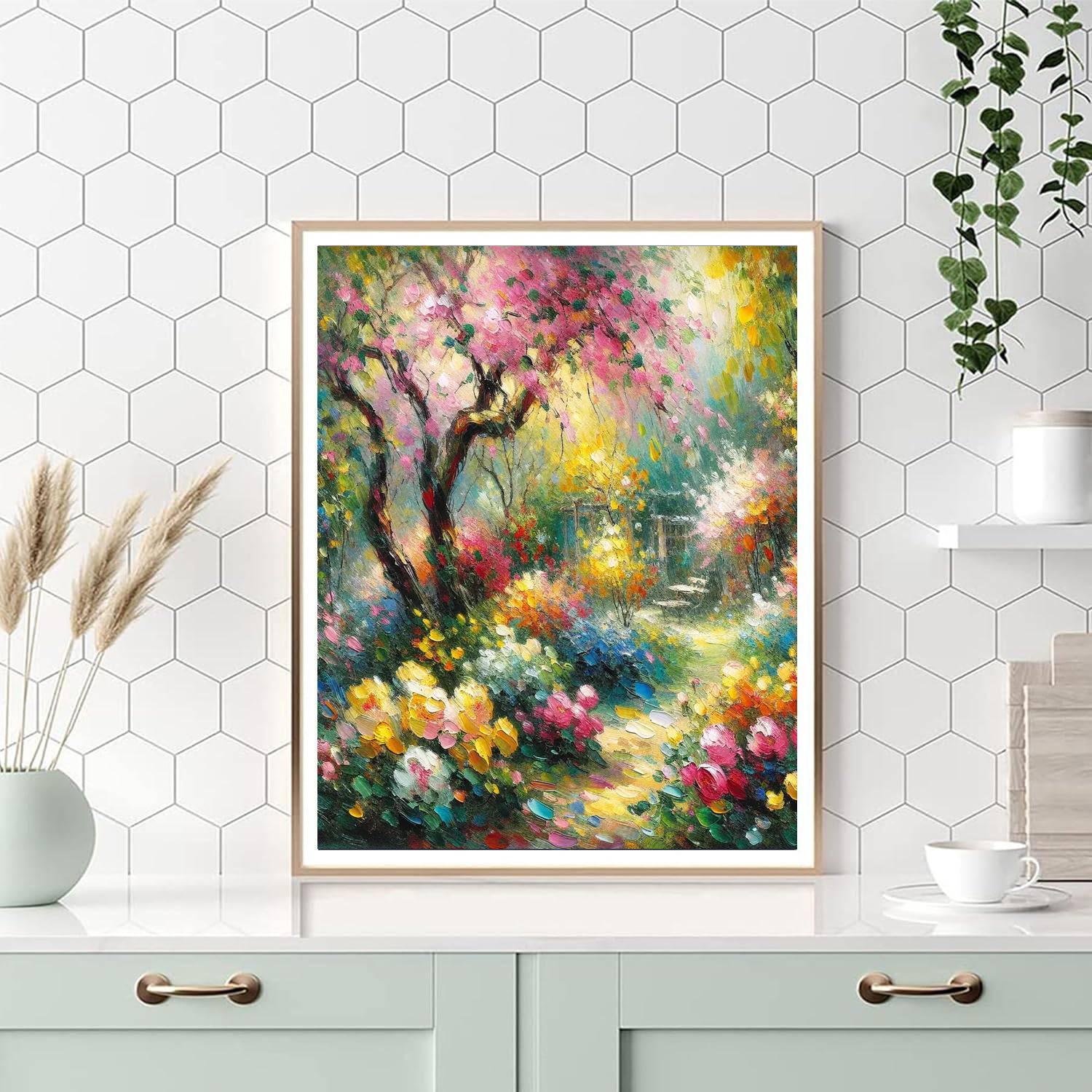 Impressionist Spring Garden Painting Number Kit