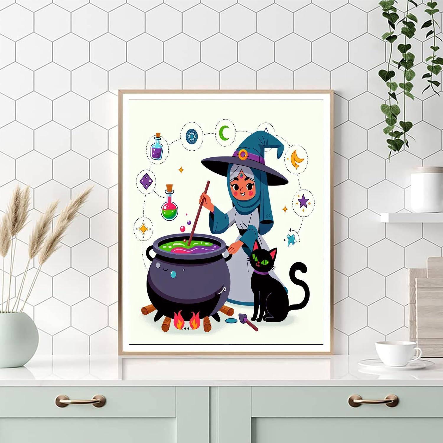 Whimsical Witch's Brew DIY Paint By Numbers