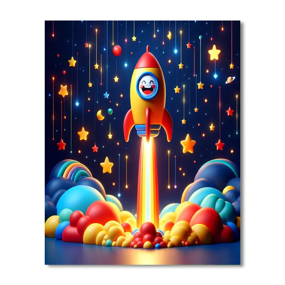Creative Space Rocket Paint By Numbers Art