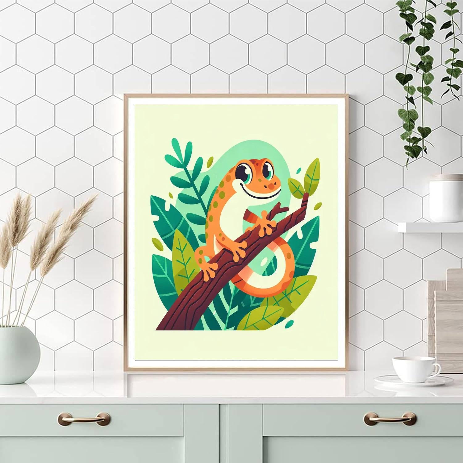 Charming Gecko Number Painting