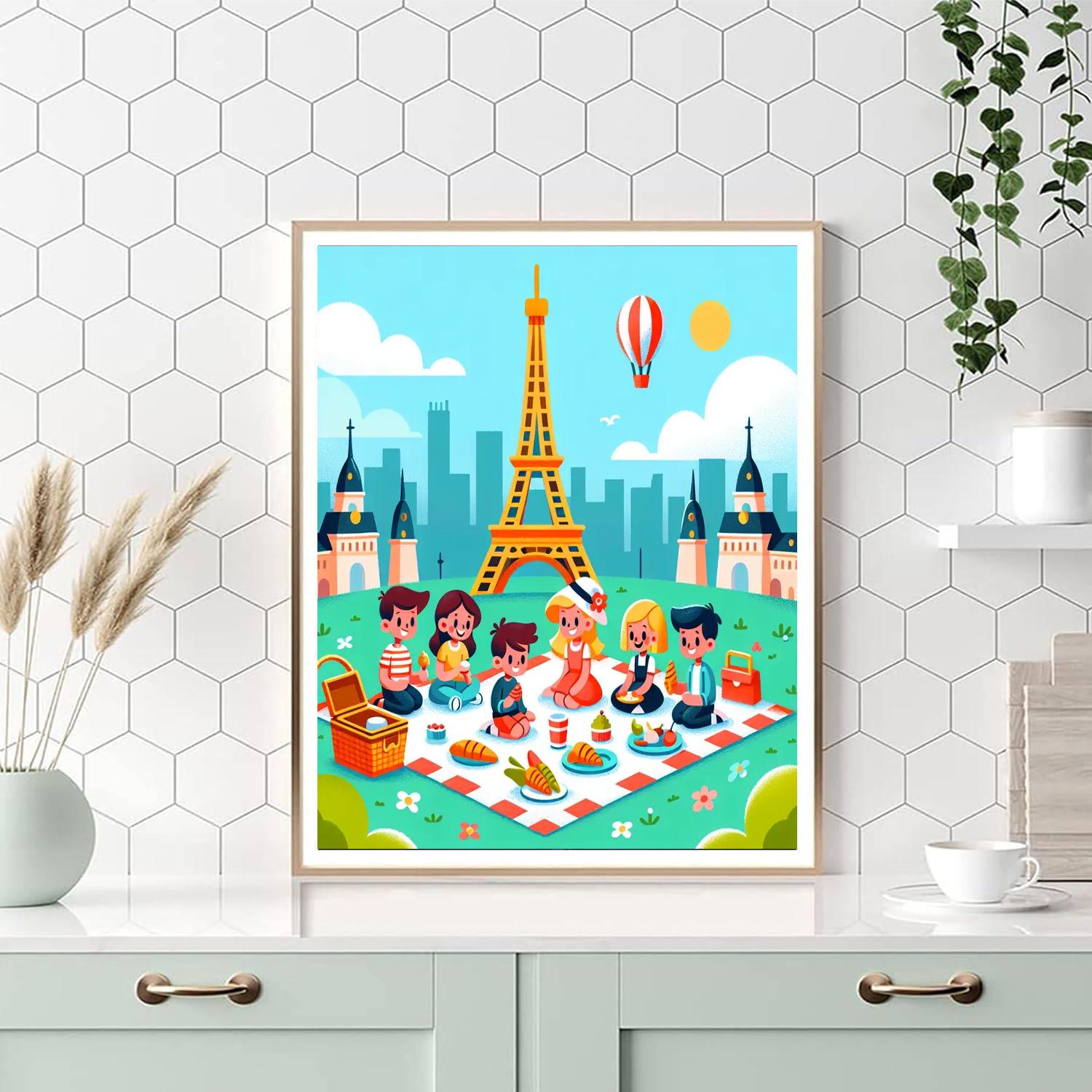 Petite Parisian Picnic Paint By Numbers Art