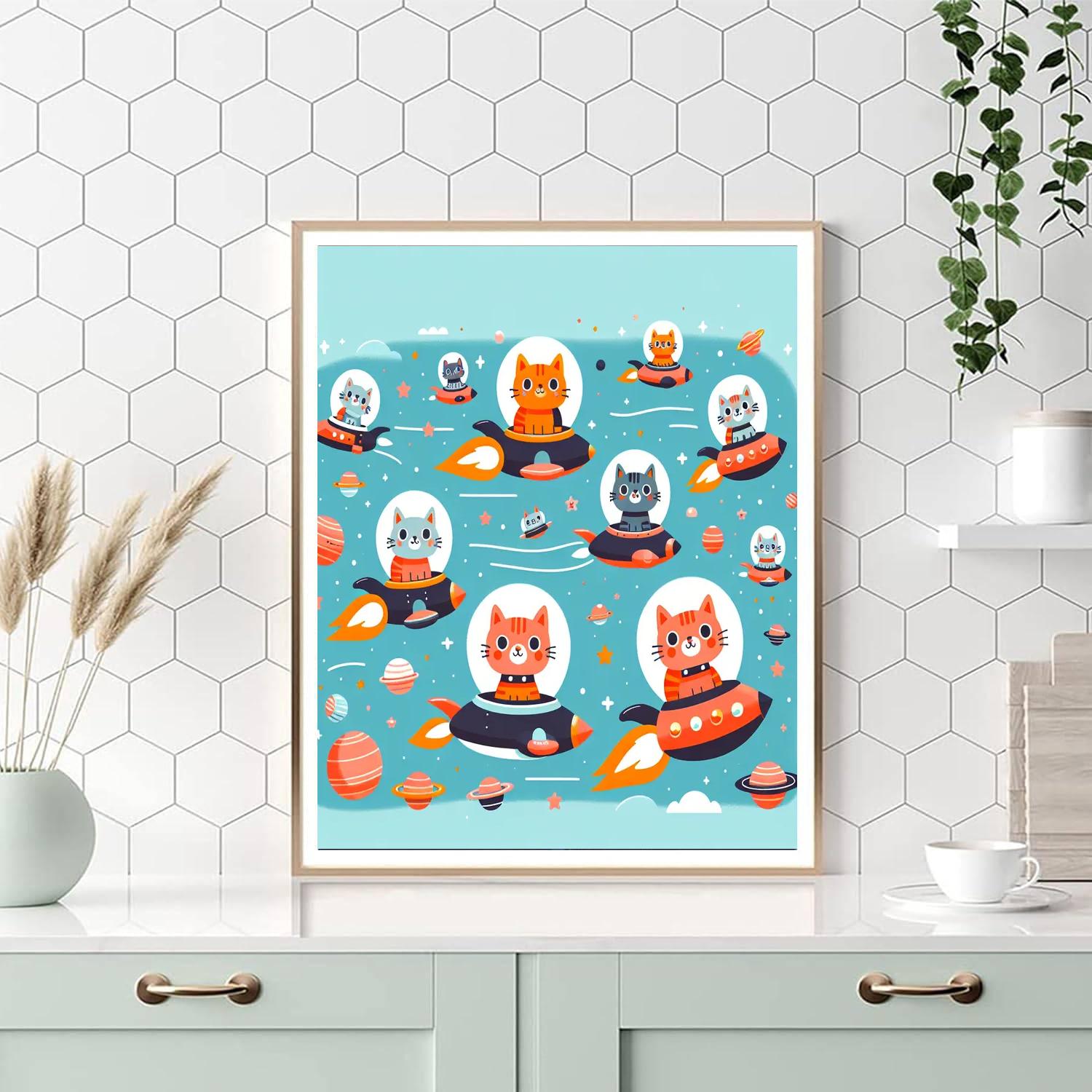 Cosmic Cat Chronicles Paint By Numbers Art