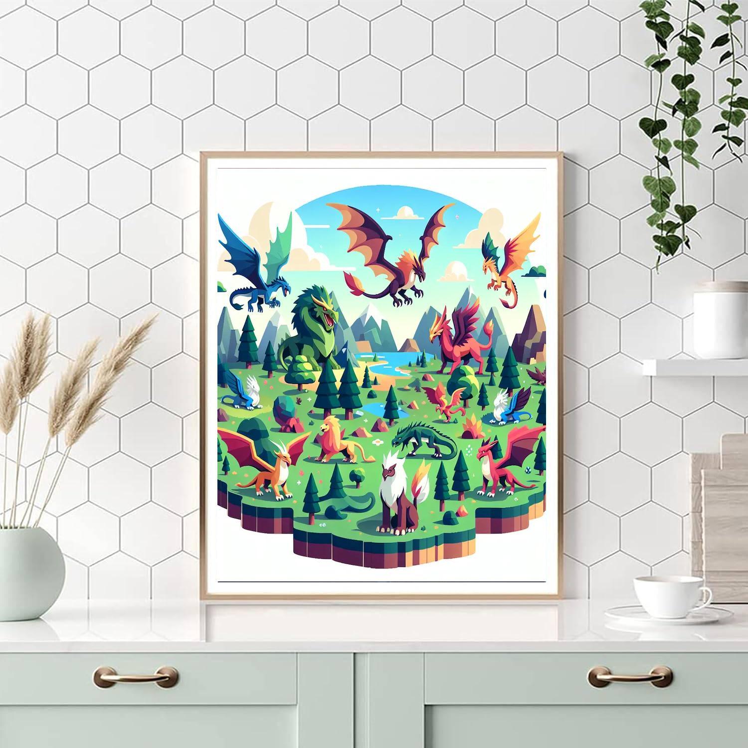 Fantasy Island With Mythical Beasts Paint By Number