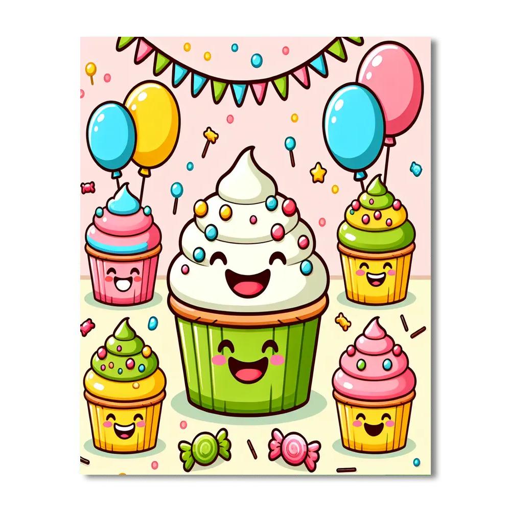 Cheery Cupcake Friends Numbered Painting Kits