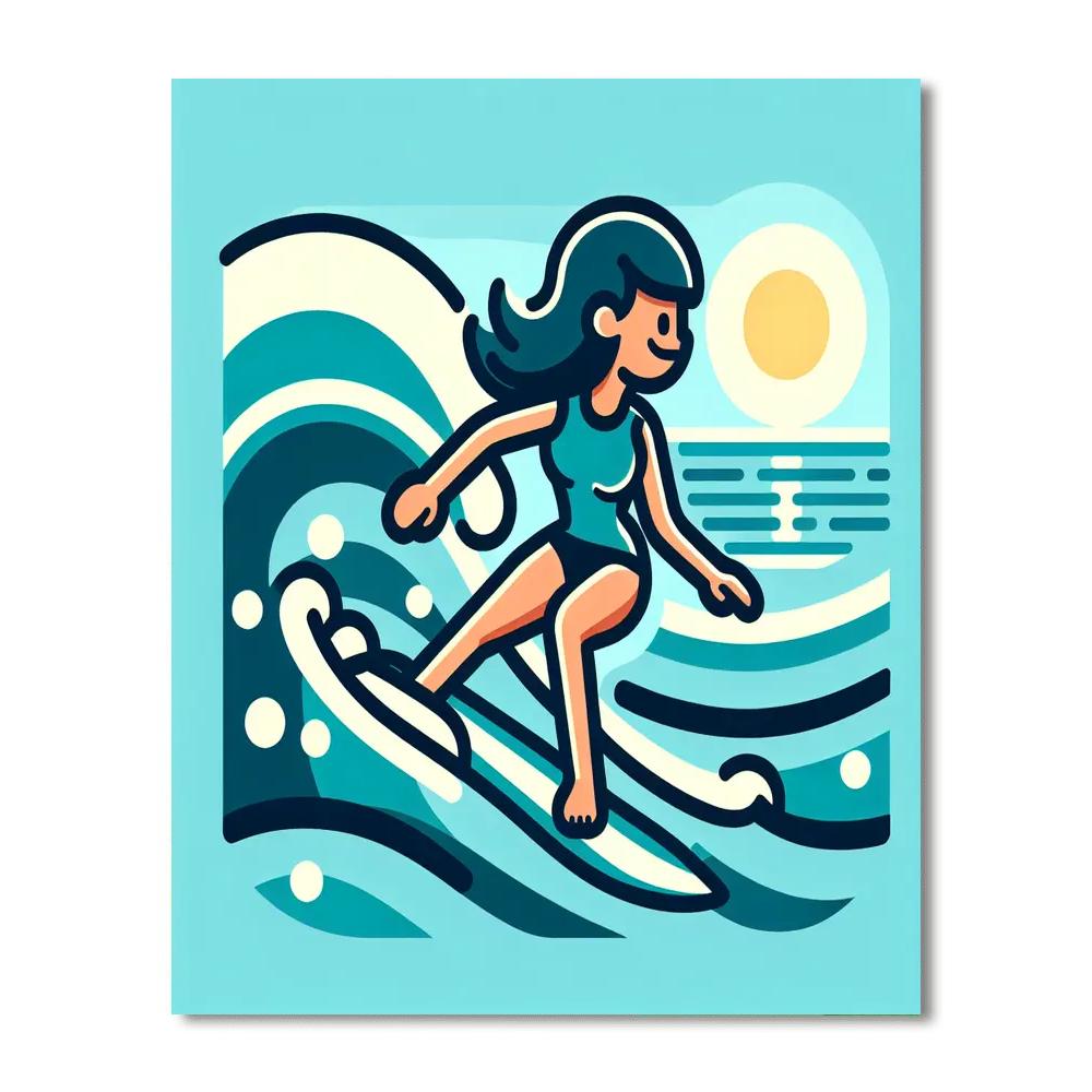 Ocean Wave Surfer Paint By Numbers Art