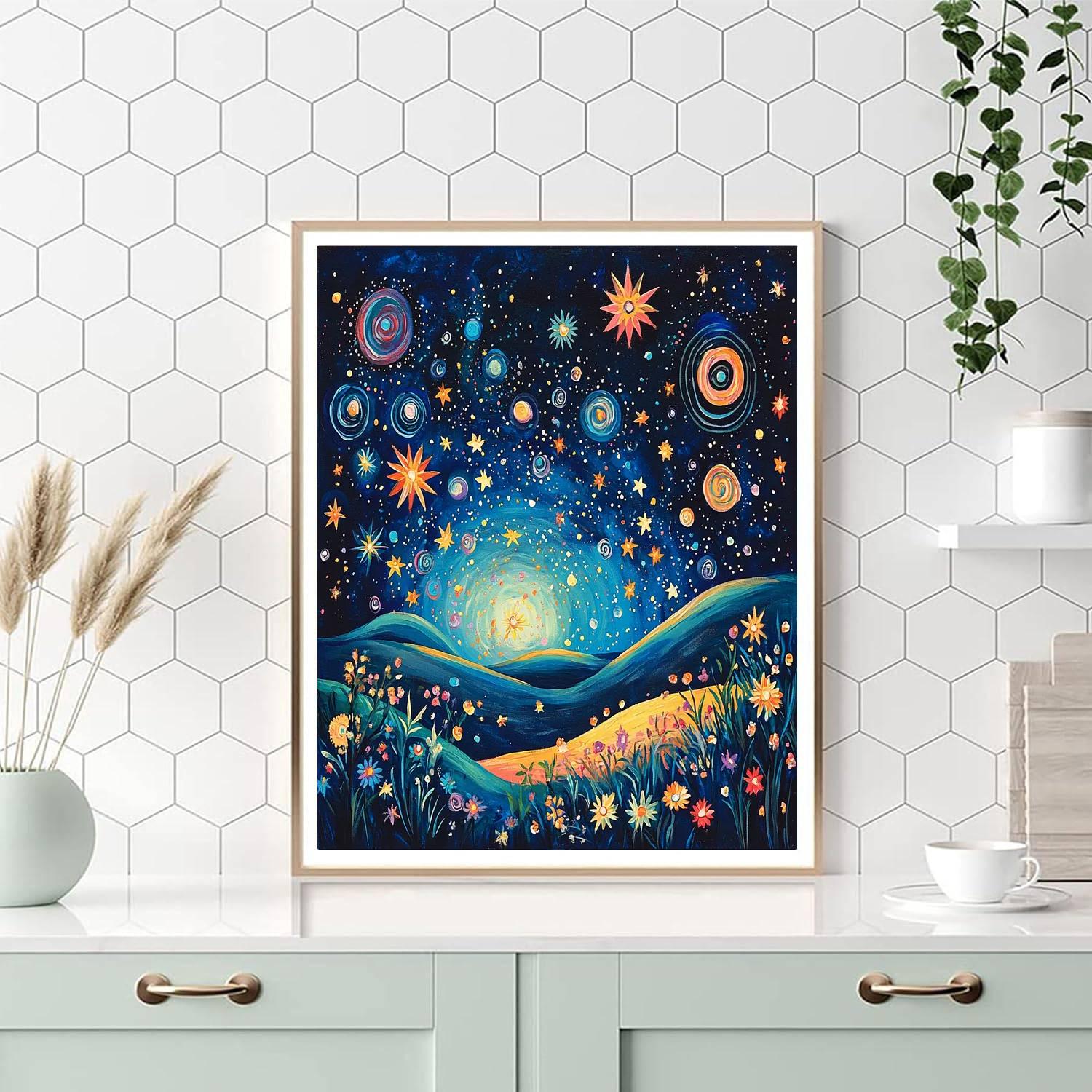 Frida Kahlo Inspired Celestial Dreams In Indigo  Painting Number Kit