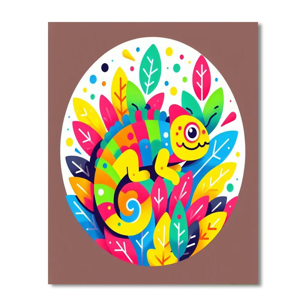 Colorful Chameleon Hide And Seek Painting Number Kit