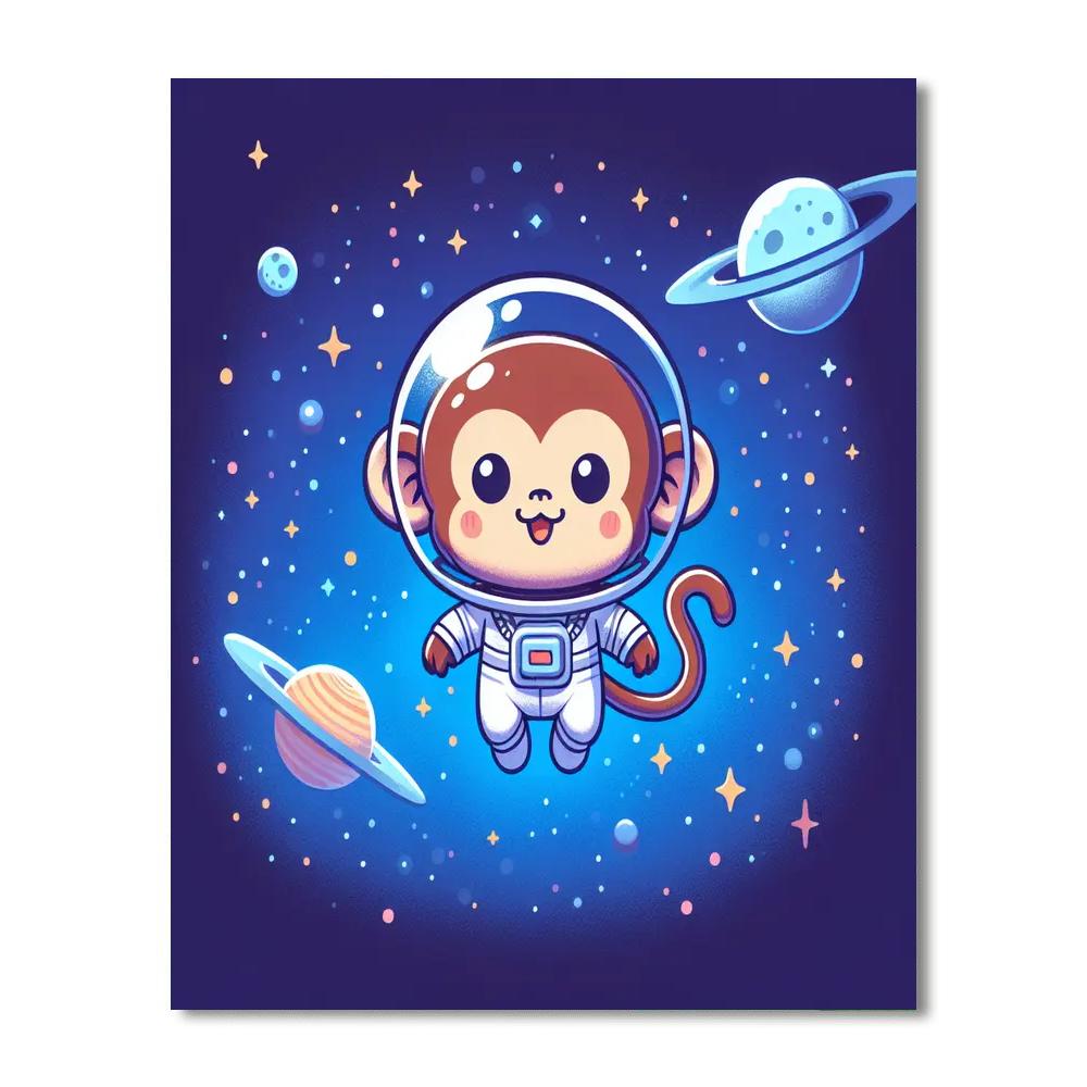 Astronaut Monkey Odyssey Painting Number Kit