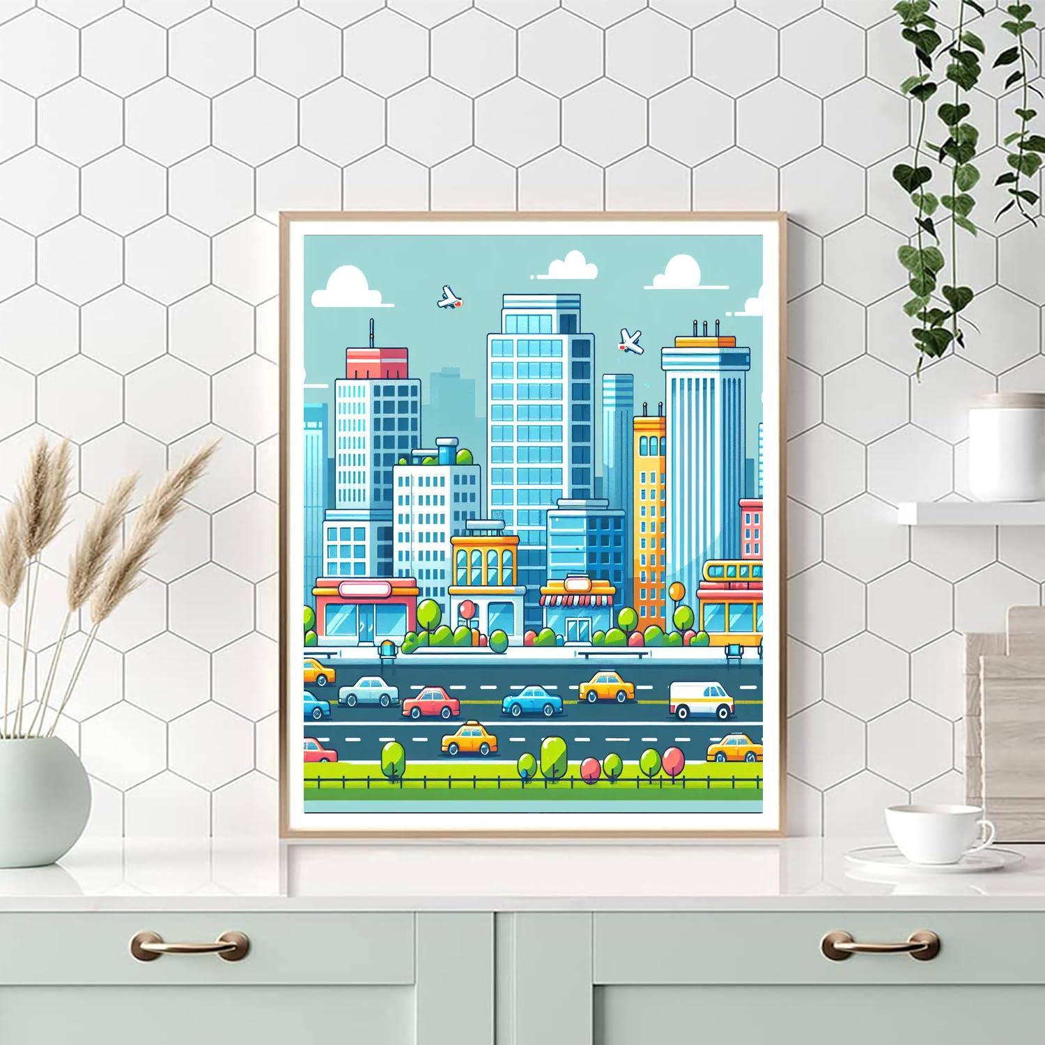 Busy Townscape Painting By Numbers Kit