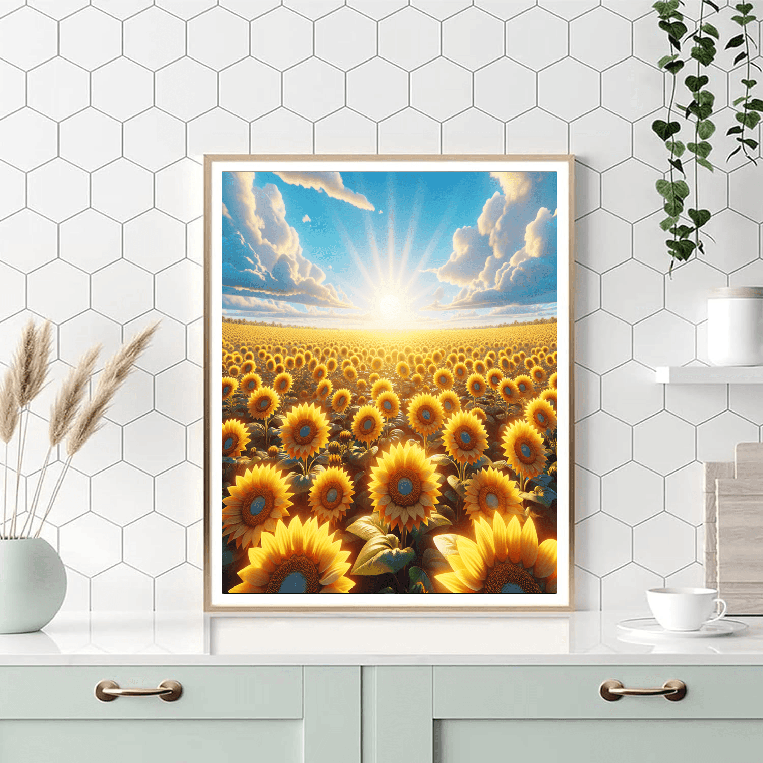 Golden Sunflower Fields Paint By Numbers Art
