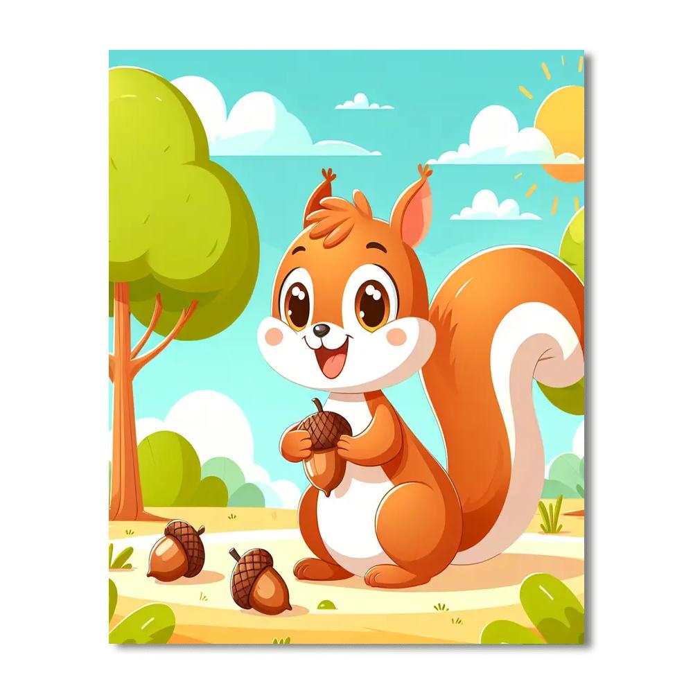 Spirited Squirrel Number Painting