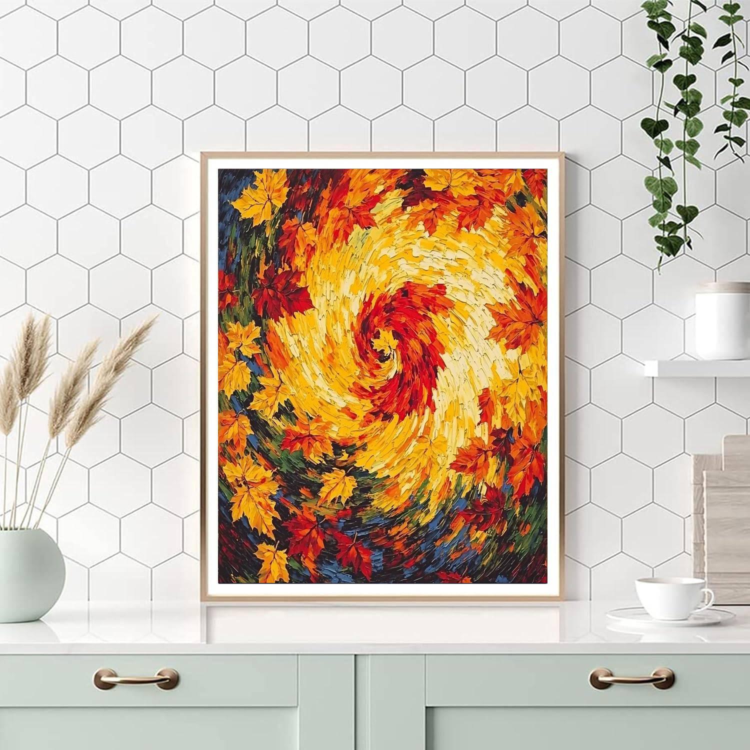 Vincent Van Gogh Inspired Whirling Autumn Leaves  Paint By Color