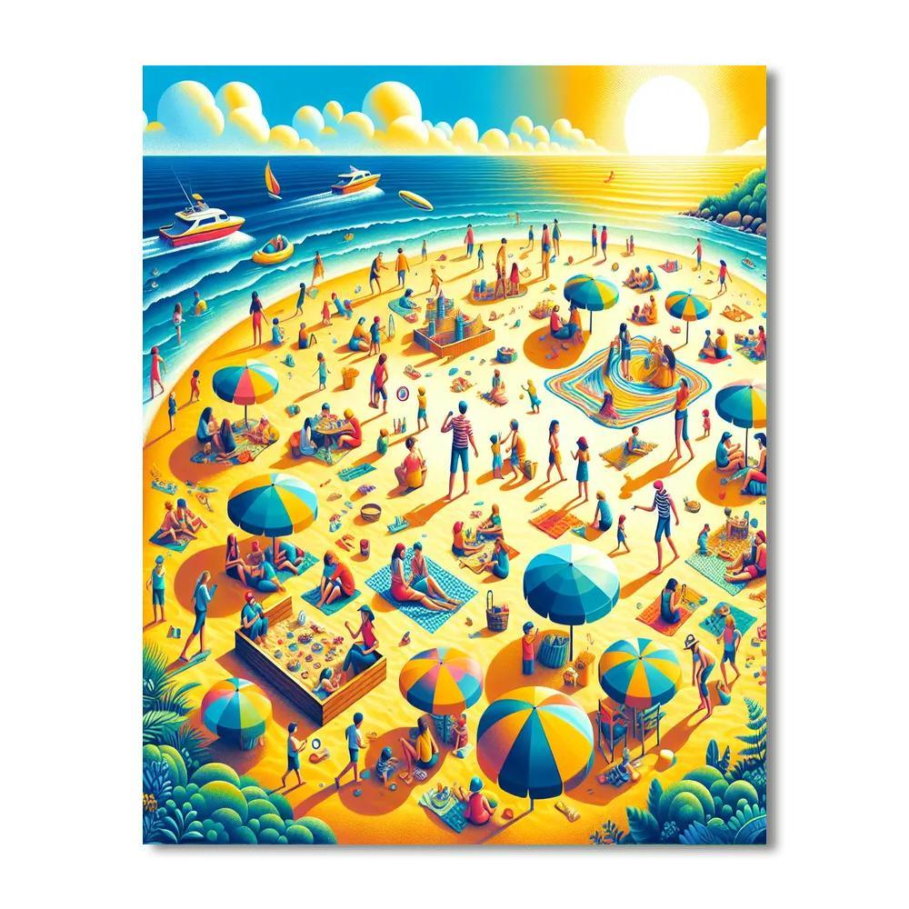 Sunny Seaside Picnic Paint By Numbers Art