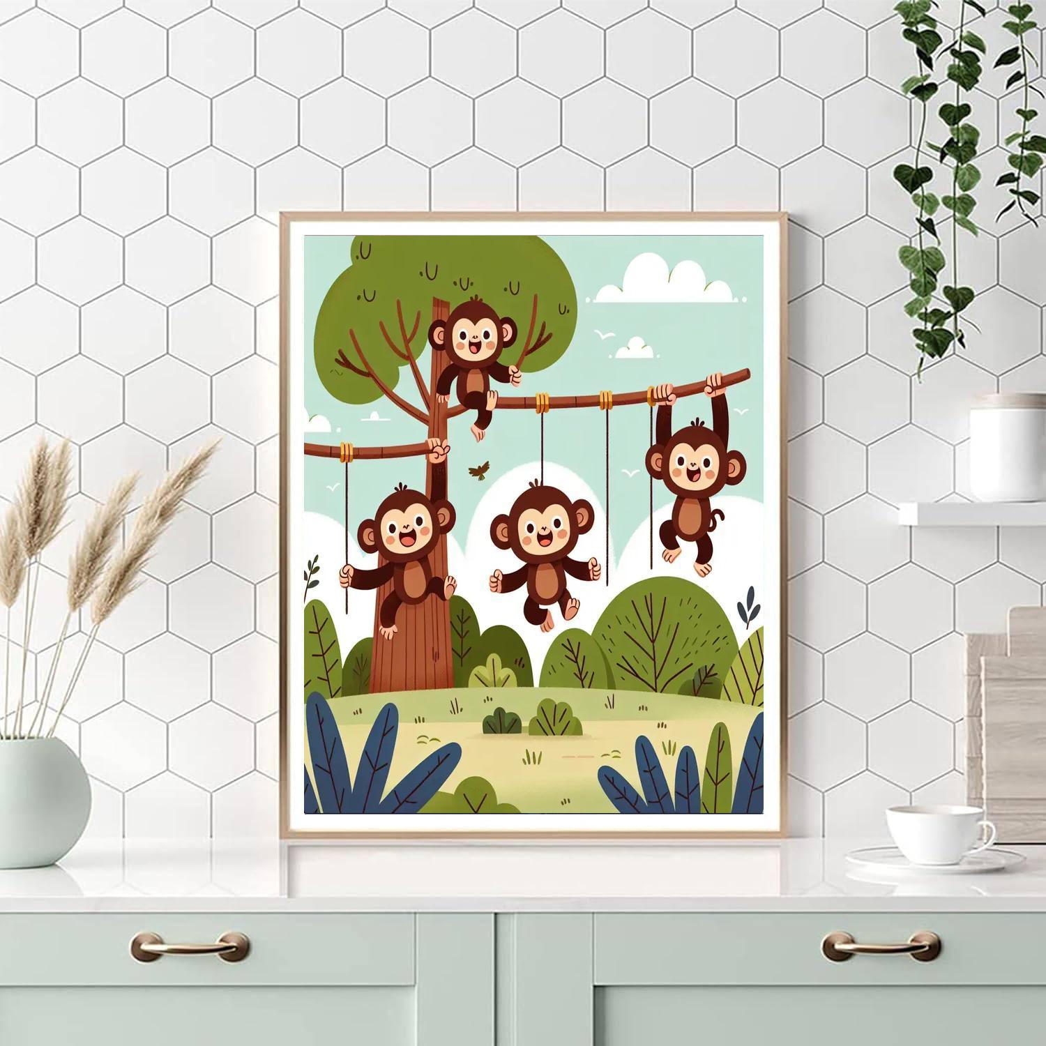 Charming Chimpanzee Cheer Number Painting