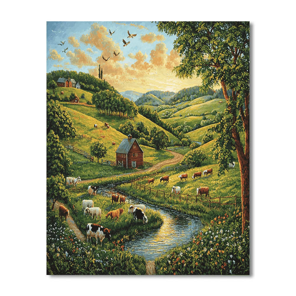 Grant Wood Inspired Rural Life In Harmony  Paint By Numbers Kits