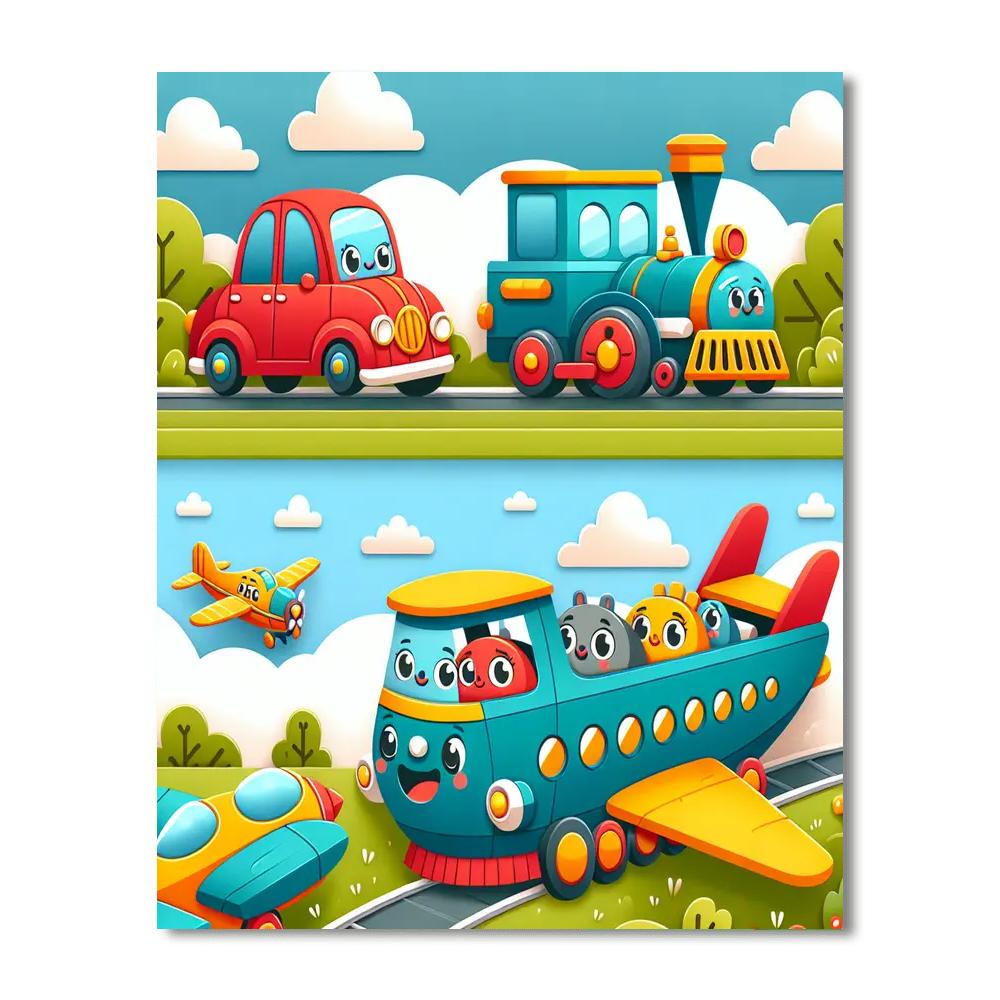 Funky Transportation Adventure Paint By Numbers Art