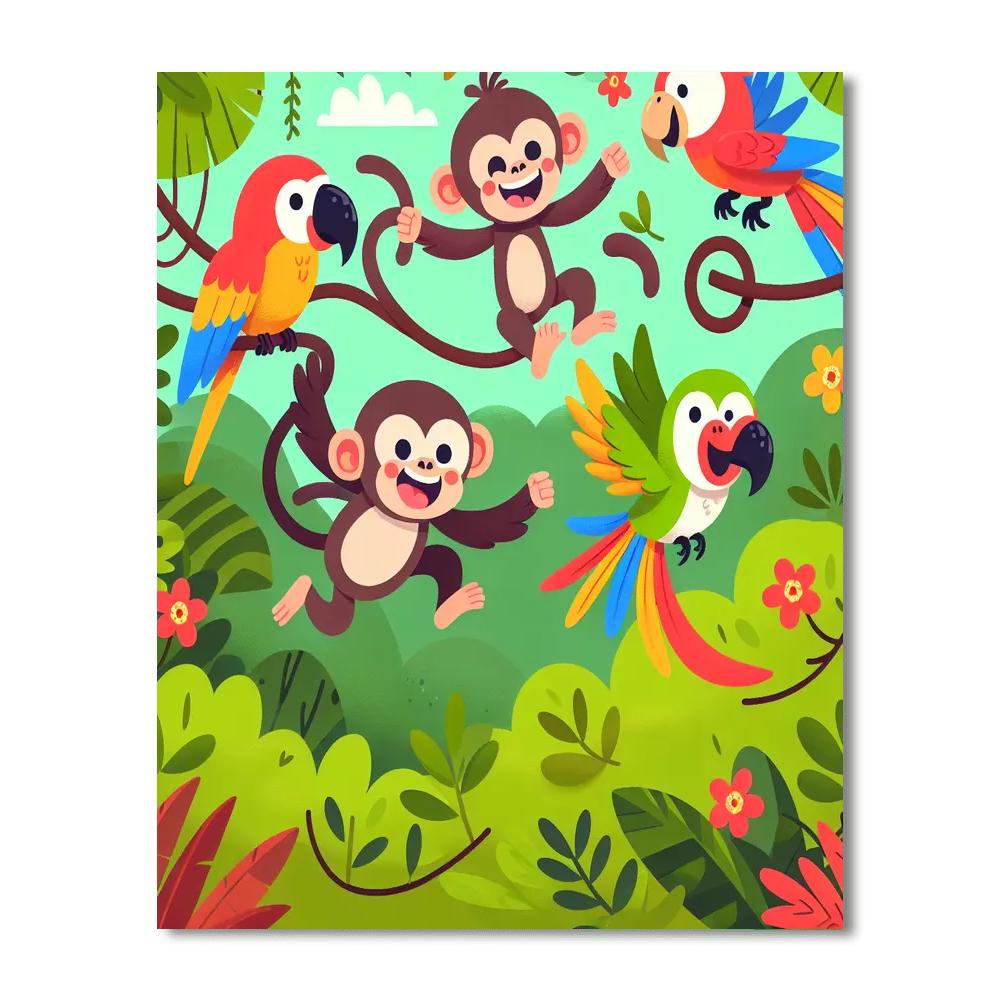 Jungle Jump-around Number Painting