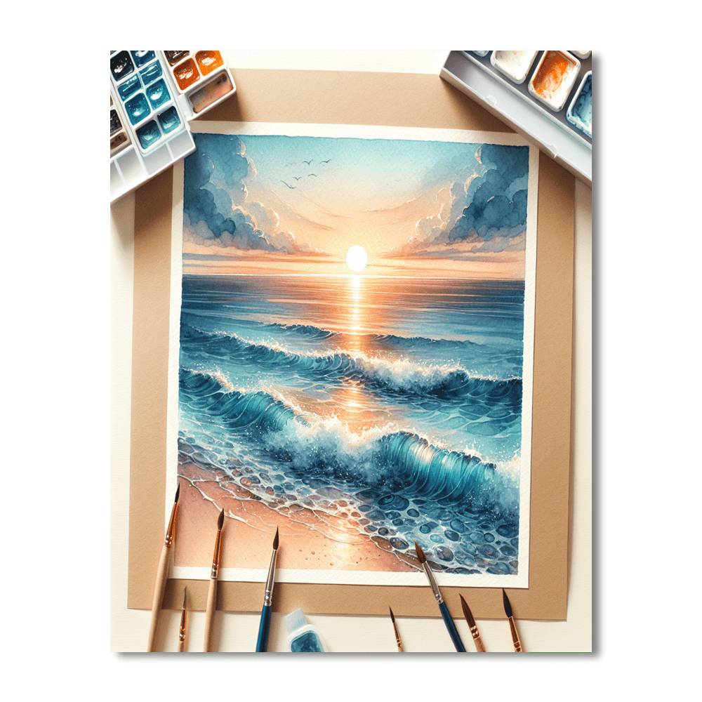 Ocean's Whisper Wall Mural Numbered Painting Kits