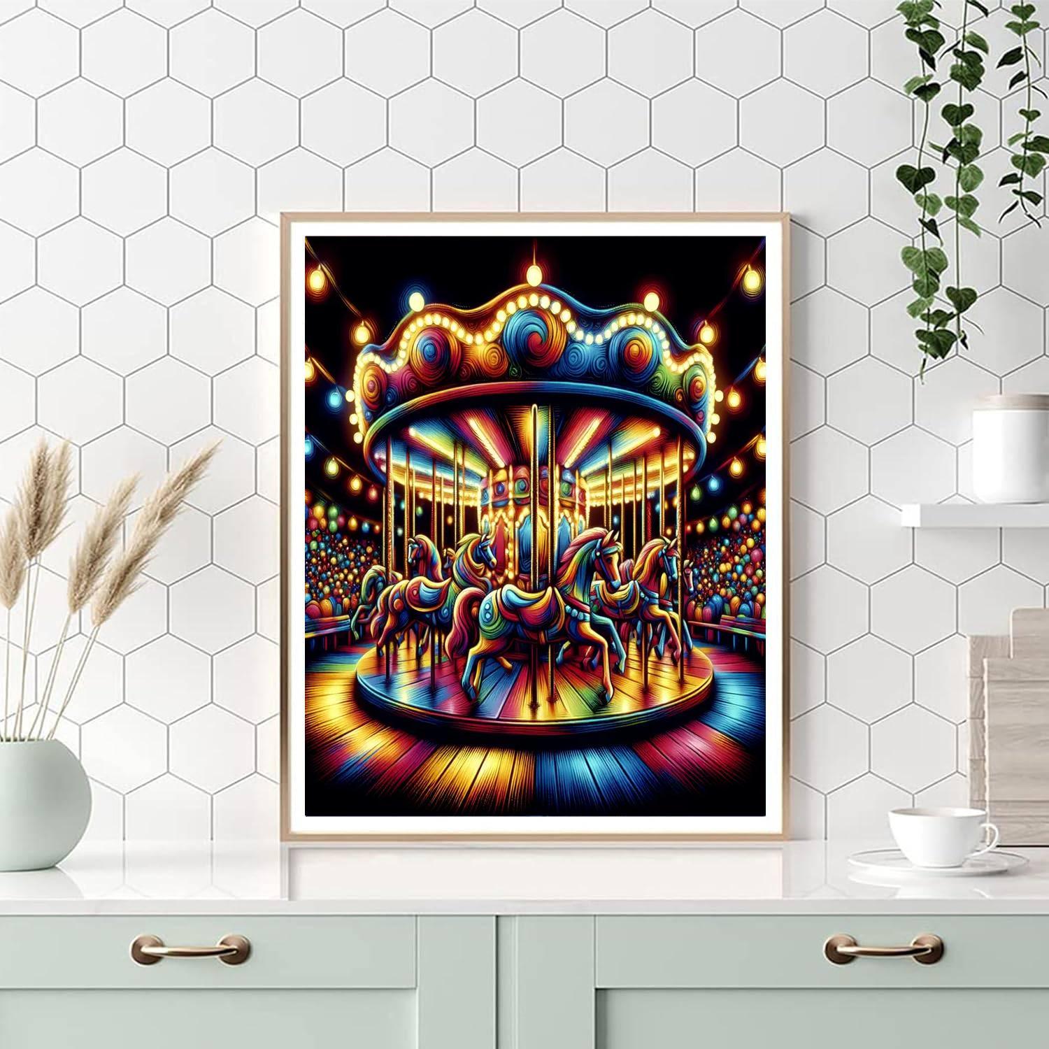 Whimsical Carousel Magic DIY Paint By Numbers