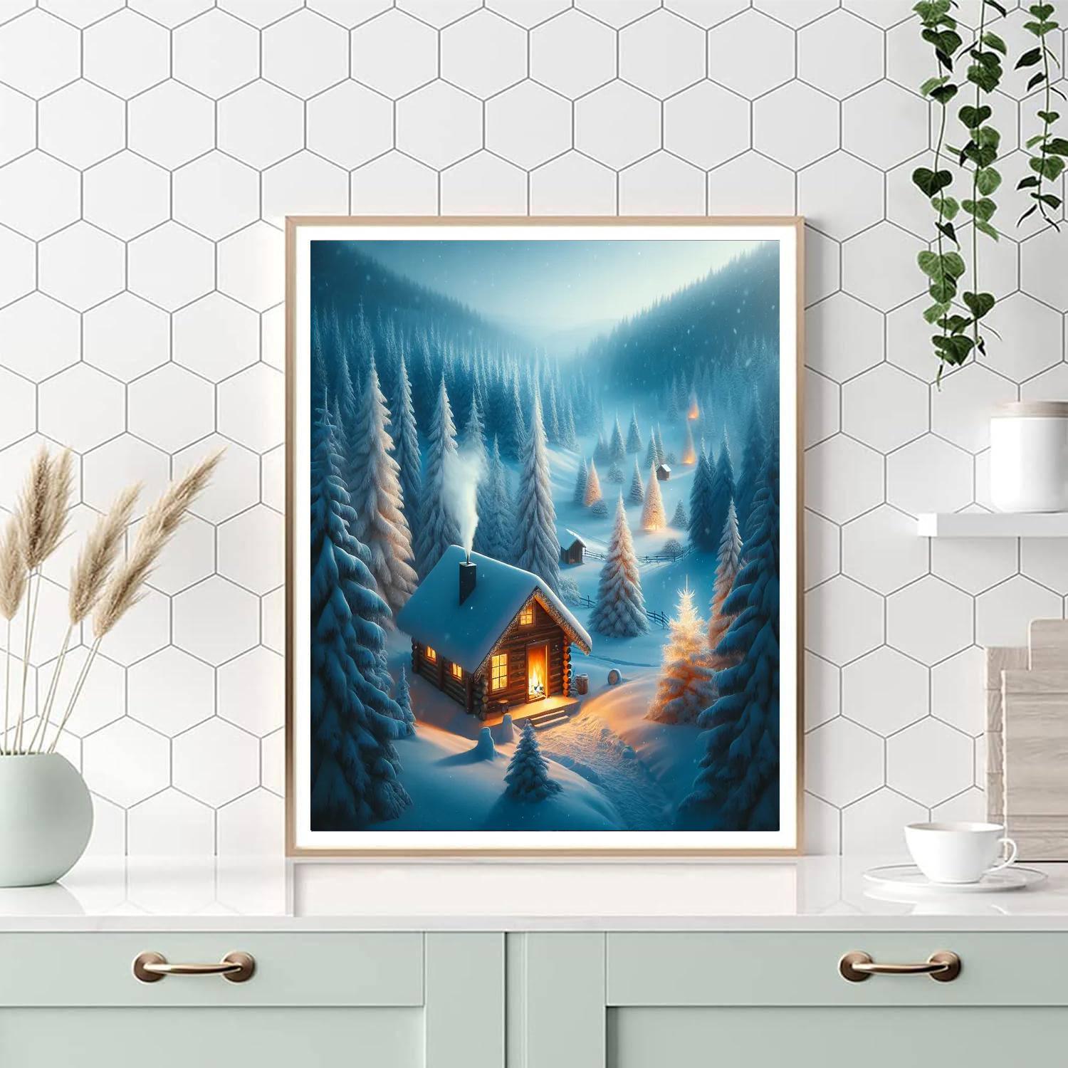 Peaceful Winter Cabin Retreat Paint By Numbers Kits