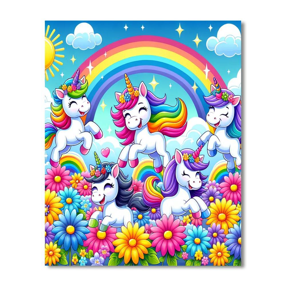 Magical Rainbow Unicorns Paint By Color