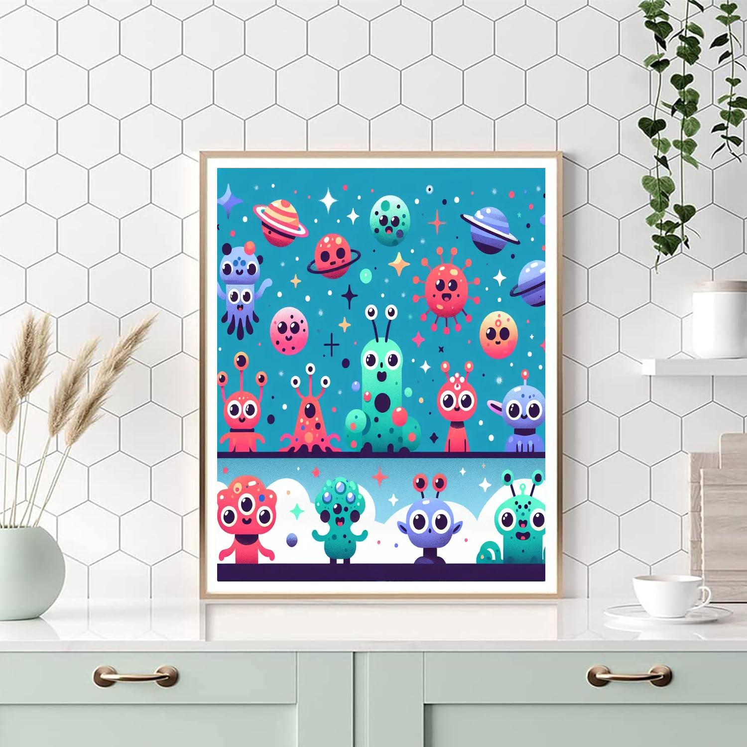 Cute Space Creatures Painting By Numbers Kit