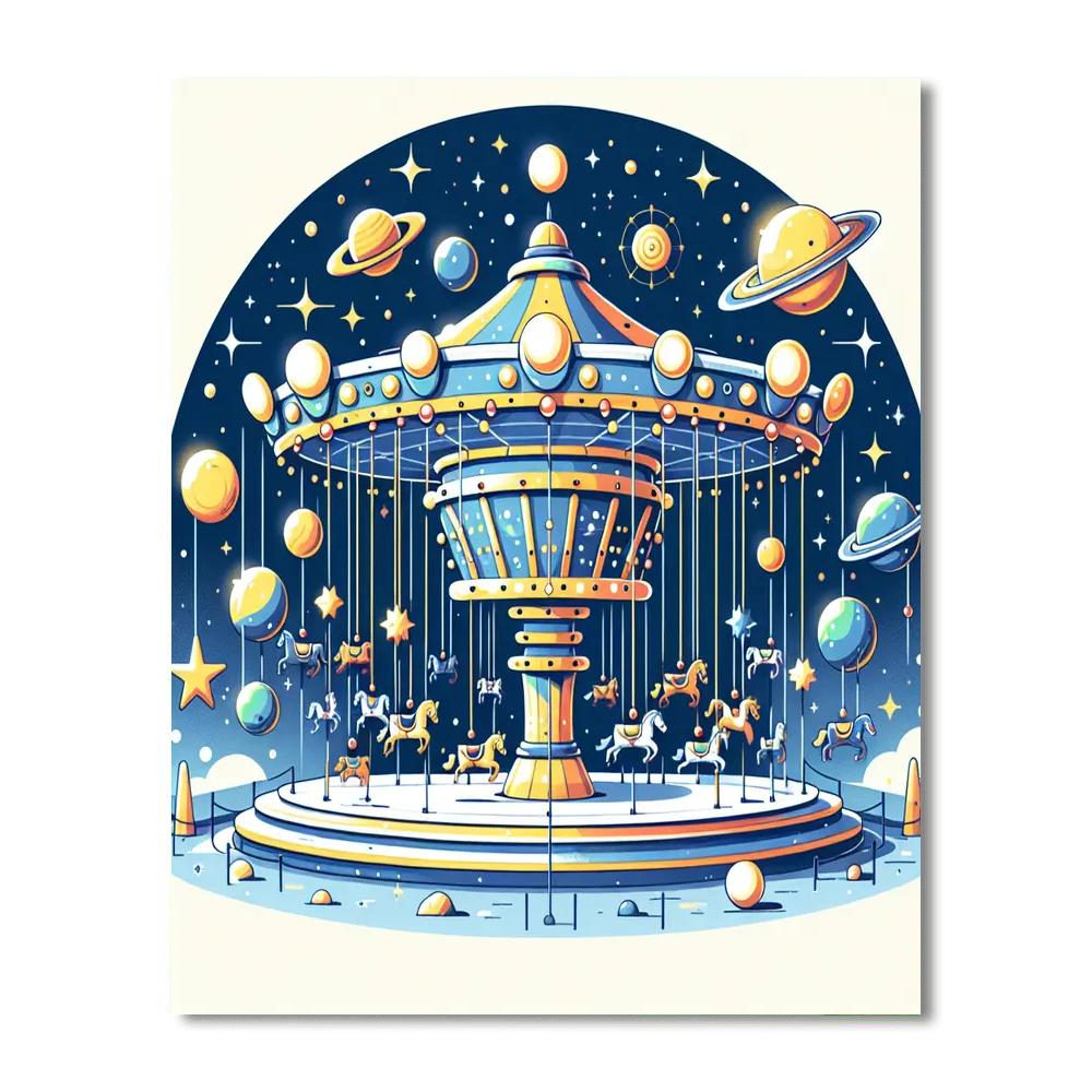 Celestial Carousel Carnival Number Painting