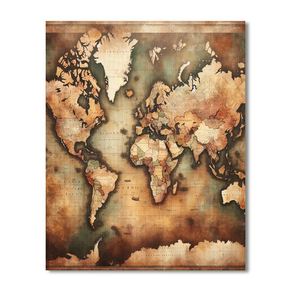 Vintage World Map Adventure Number Painting