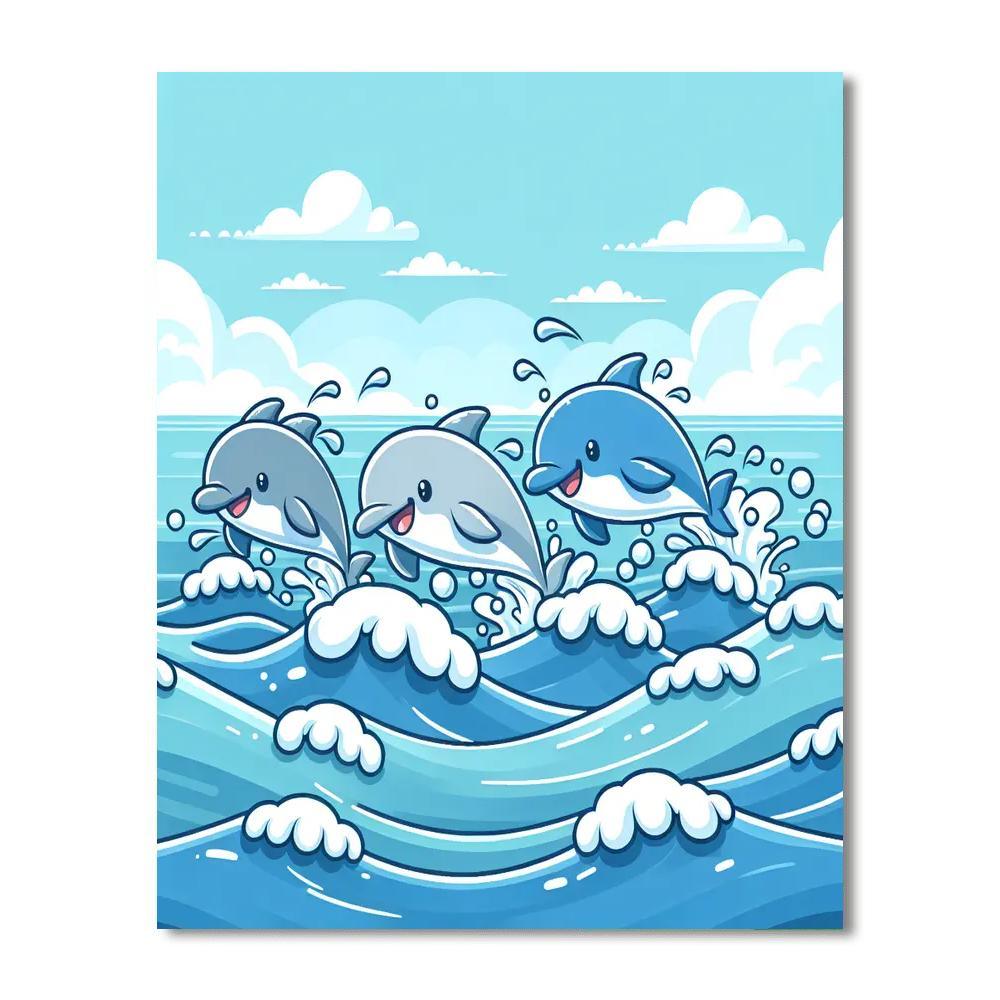 Jumping Dolphins Numbered Painting Kits