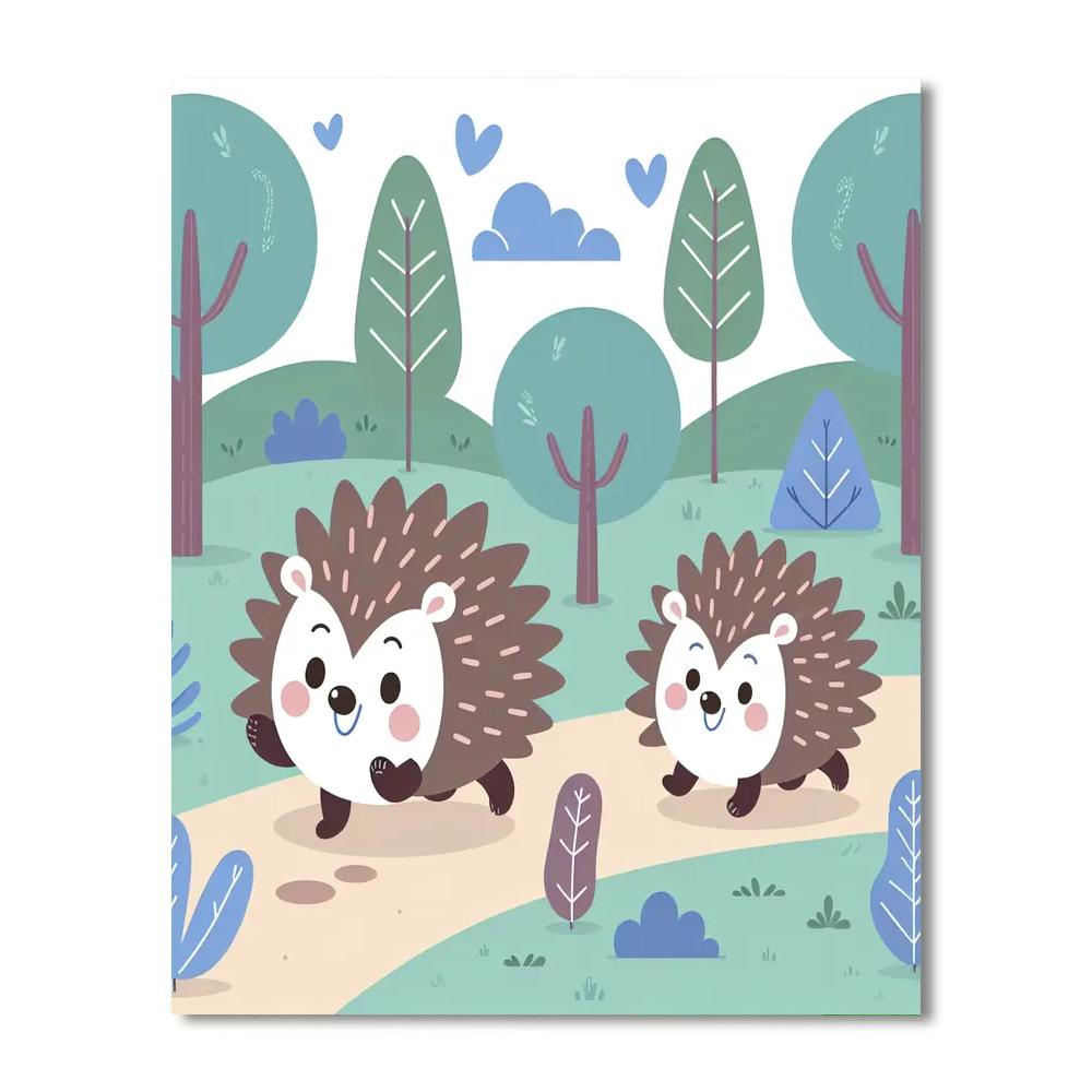 Happy Hedgehog Hike Paint By Numbers Art