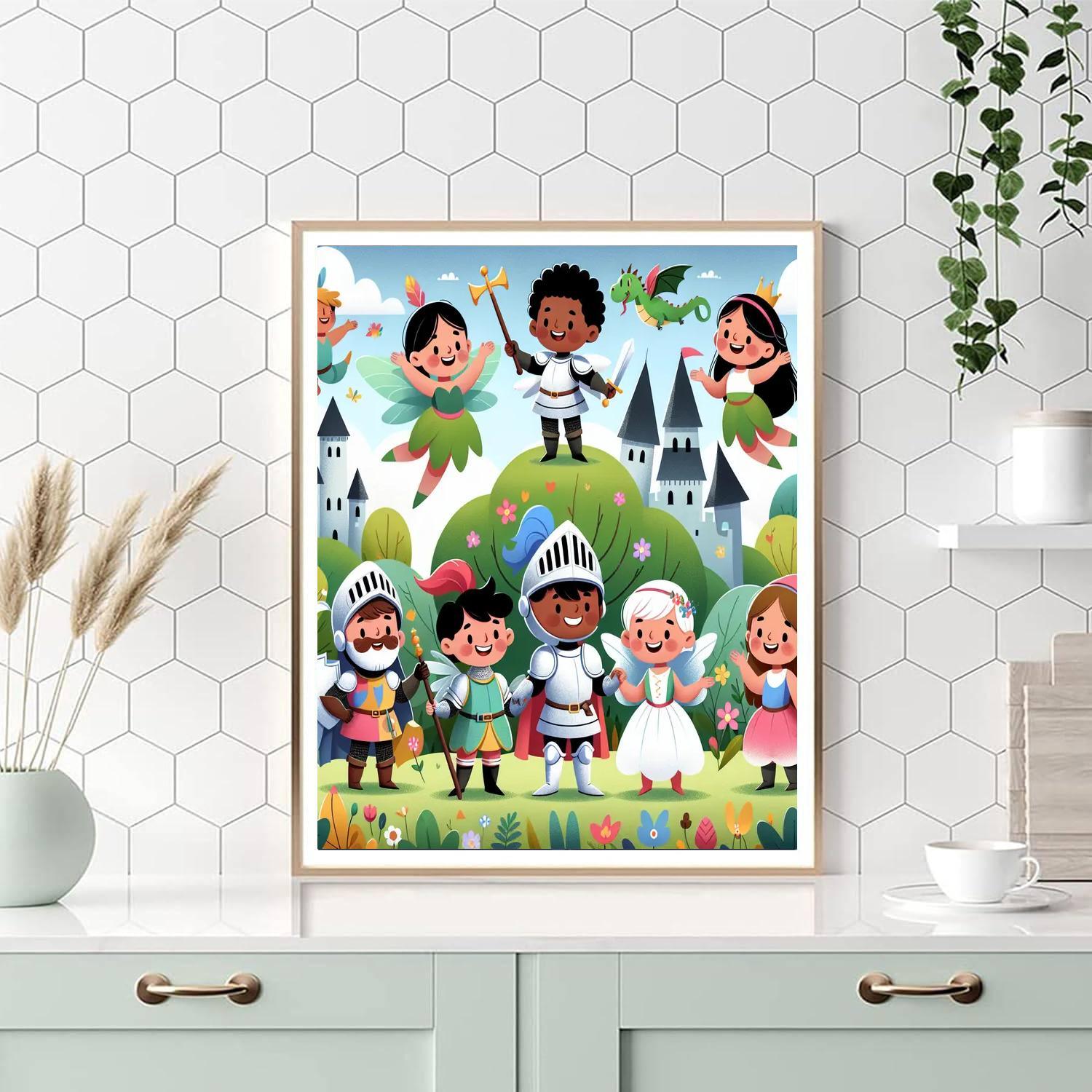 Courageous Knights And Fairies Painting Number Kit
