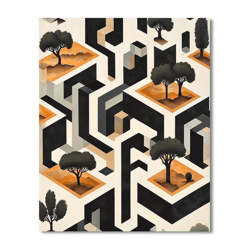 M.C. Escher Inspired Geometric Symphony  Paint By Number