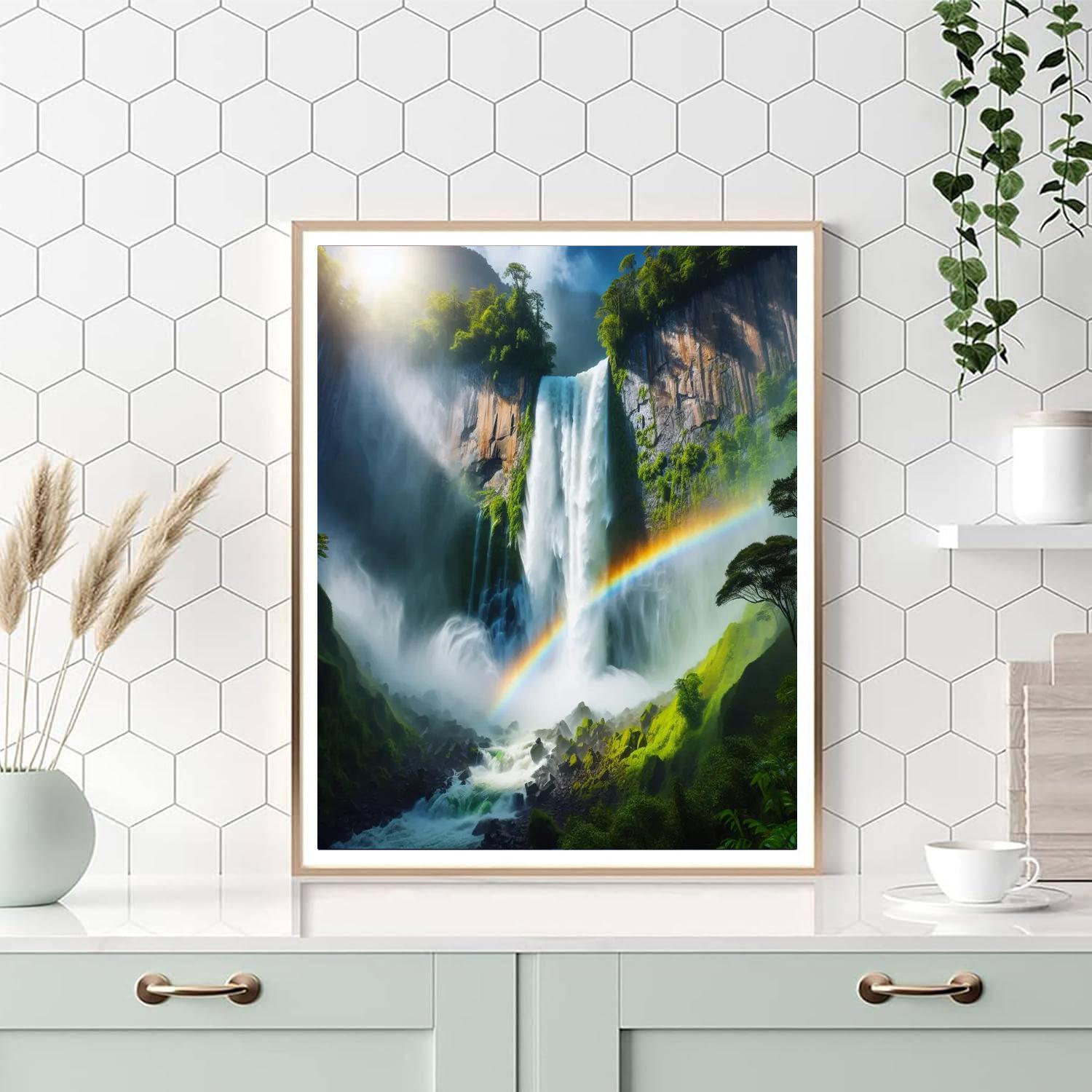 Glorious Rainbow Waterfall Painting By Numbers Kit