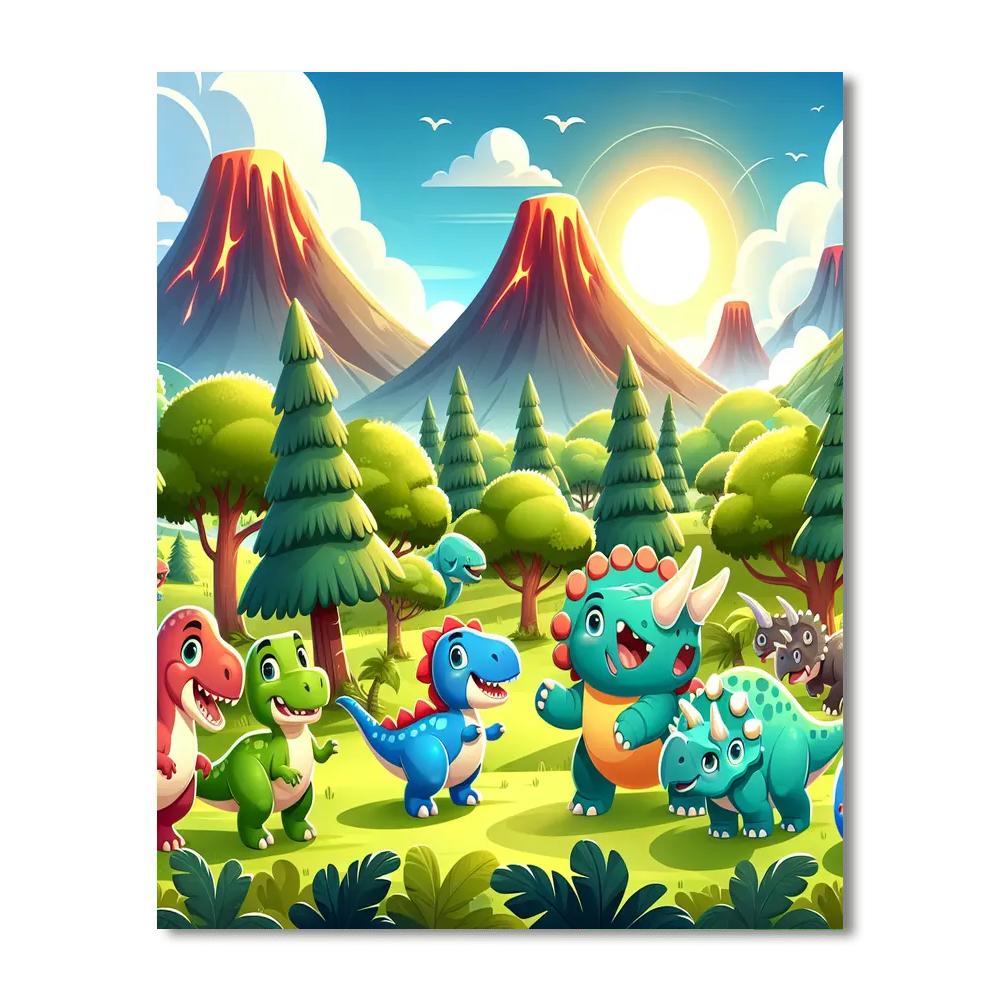 Dinosaur Adventureland Paint By Numbers Art
