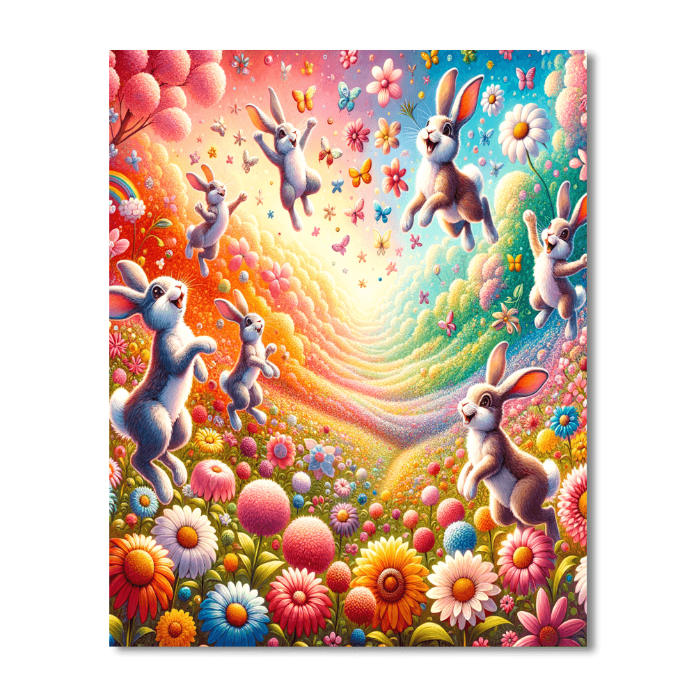Frolicking Bunnies DIY Paint By Numbers