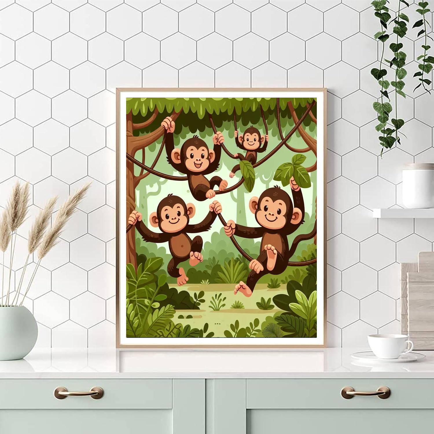 Cheeky Chimpanzees Paint By Numbers Art