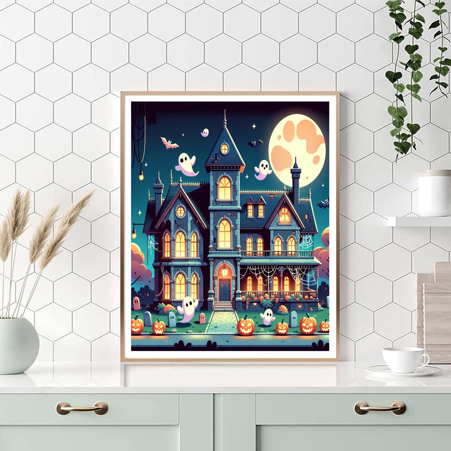 Spooky Ghostly Manor Number Painting