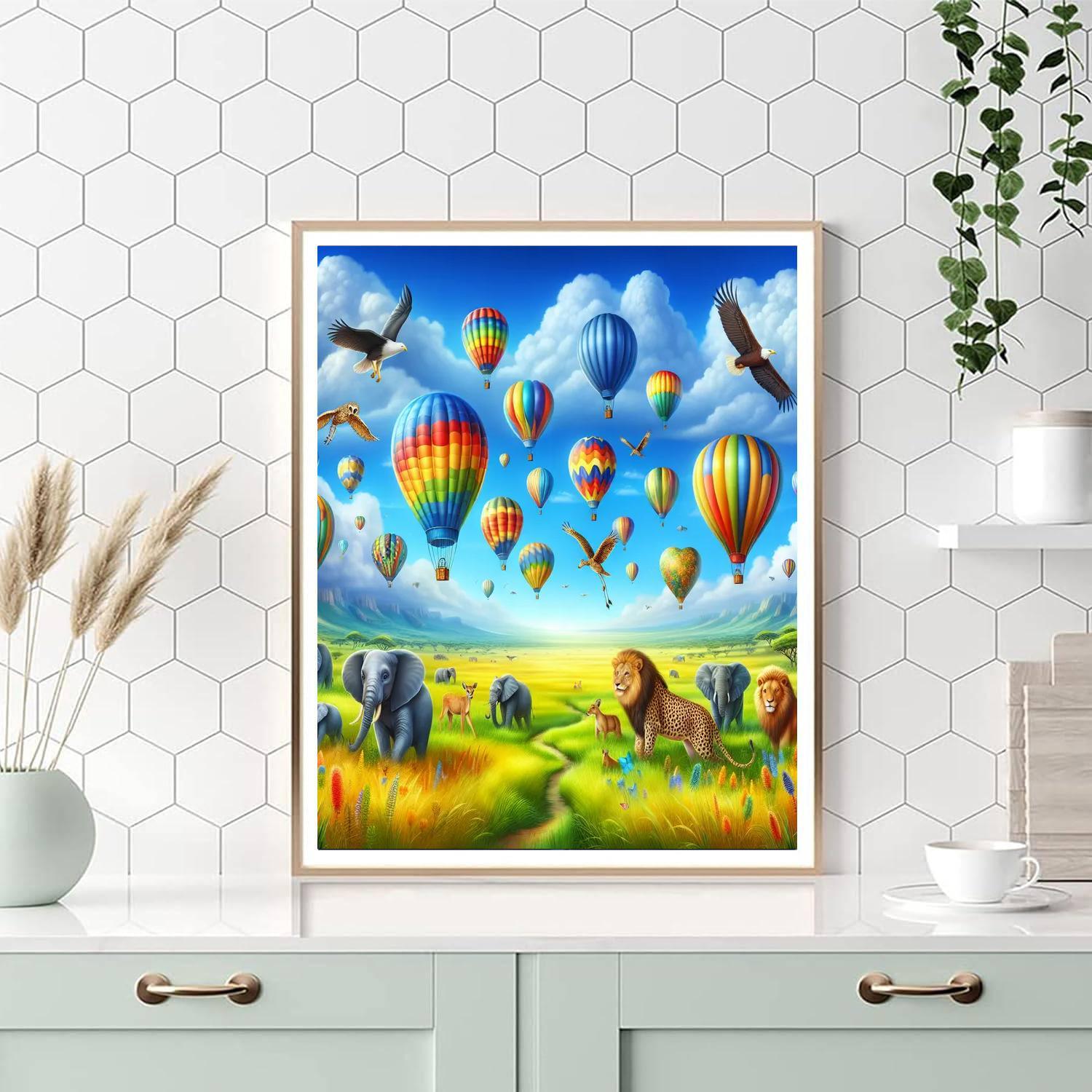 Colorful Balloon Safari DIY Paint By Numbers