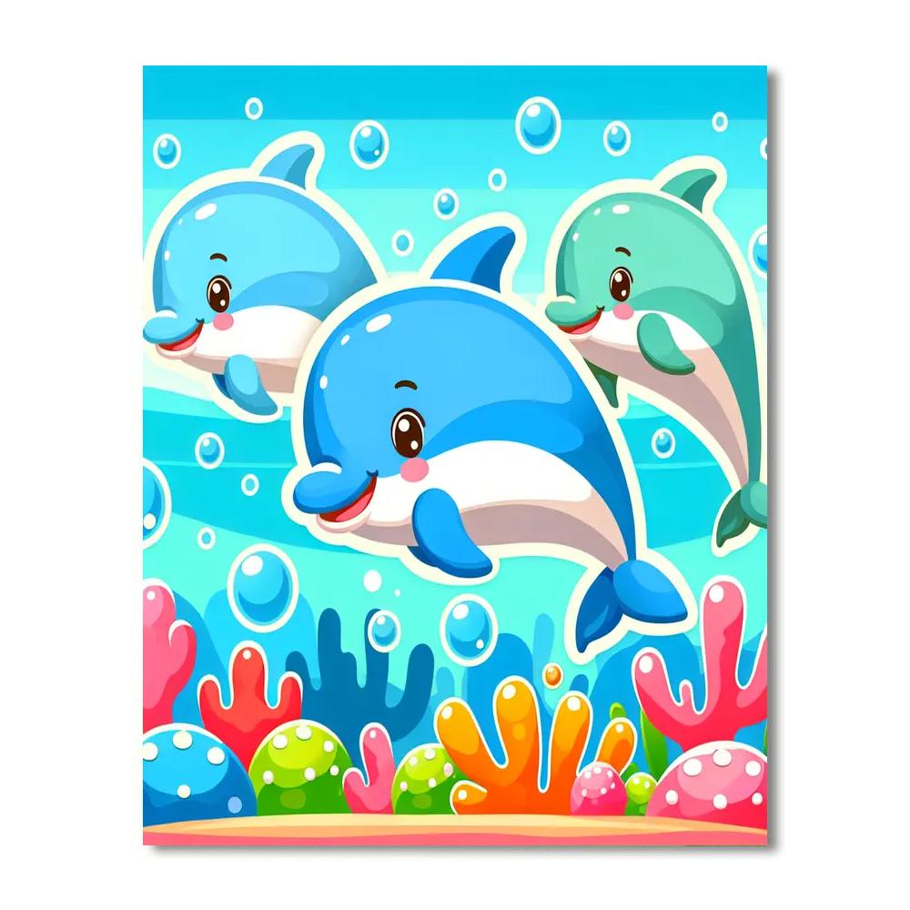 Underwater Dolphin Race Numbered Painting Kits