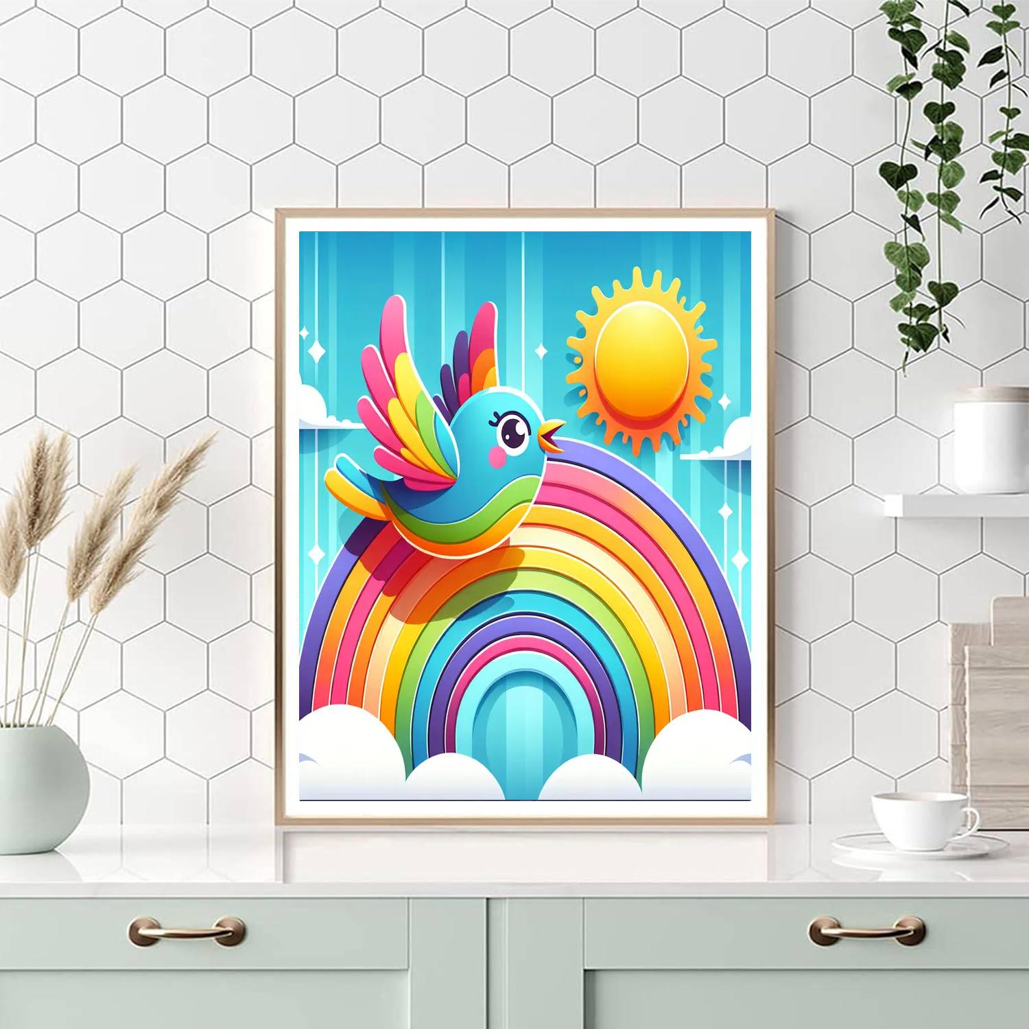 Radiant Rainbow Bird Paint By Color