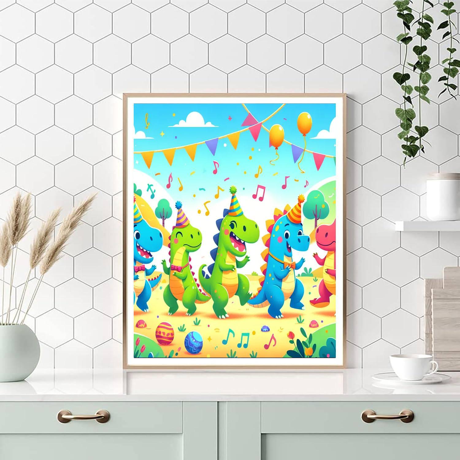 Dancing Dino Party Paint By Color